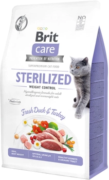 Sucha karma dla kotów sterylizowanych i z nadwagą BRIT Care Sterilized Weight Control z kaczką i indykiem 400 g (8595602540808)