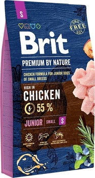Сухий корм для цуценят та молодих собак дрібних порід Brit Premium Junior S зі смаком курки 8 кг (8595602526246)