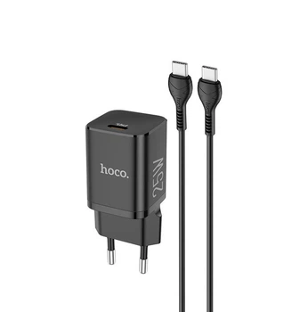 Сетевое зарядное устройство Hoco N19 Rigorous PD25W и кабель Type C - Type C Black