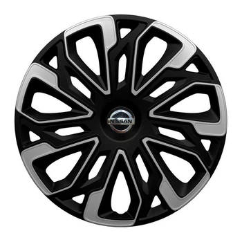 Автомобильные колпаки 4 Racing Estoril Silver-Black R16 4 шт. (с логотипом Nissan)