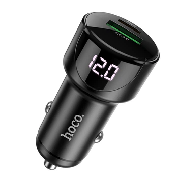 Вольтметр у прикурку 12V/24V на 1*USB.1-Type-C (швидка зарядка QC3.0 PD20W) "Hoco" Z42
