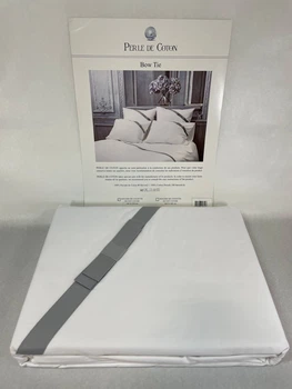 Комплект постельного белья PERLE DE COTON размер King, 100% перкаль , белого цвета c декоративной лентой
