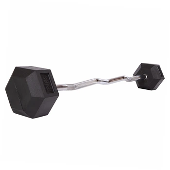 Штанга фиксированная изогнутая обрезиненная Zelart Rubber Hexagon Barbell TA-6231 30 кг Черный (58363128)
