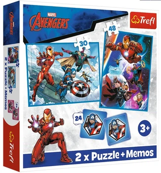 Пазли Trefl 2 в 1 (30,48) ел.+ Мемос – Месники. Герої в дії / Disney Marvel The Avengers, 30,48 елементів (93333)