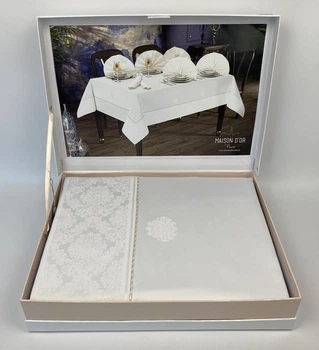 Скатерть Set Maison D'or Magnole Damasque 155х320+12psc White