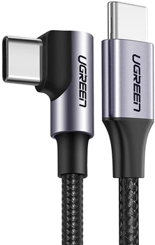 Кабель Ugreen US255 USB Type-C to Angled USB Type-C 60Вт Round Cable Aluminum Shell Nickel Plating 3A 0.5 м Black/Gray (UGR-50122)
