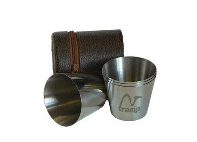 Набор 4 стопки Tramp TRC-013 80мл в кожаном чехле (TB113606)