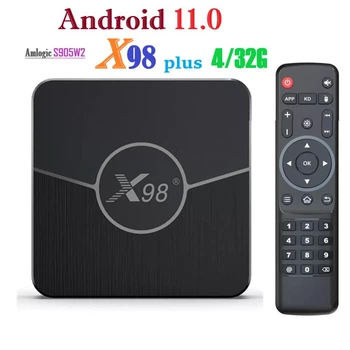 Смарт ТВ Приставка X98 Plus 4/32 Android 11 Amlogic S905W2 Smart TV Box 1080P Full HD, Ultra HD (4K) Original Black