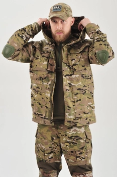 Военная тактическая куртка мультикам камуфляж с налокотниками Multica Украина китель горка 48