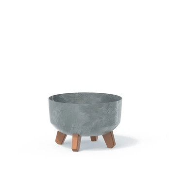 Горшок для цветов Prosperplast GRACIA LOW BETON EFFECT 23.5х23.5х15.5см круглый низкий на ножках бетон (71884-422)