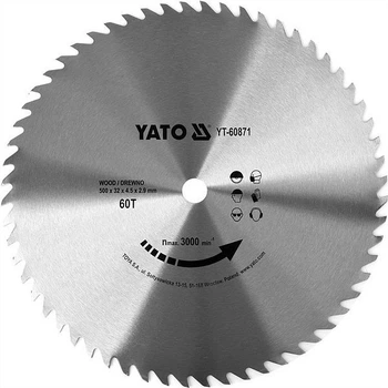 Диск пиляльний по дереву YATO: 500x32x4.5 мм, 60 зубців, RPM до 3000 1/хв