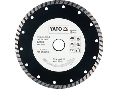 Диск алмазний турбо YATO : "TURBO" Ø= 180x8,0x22,2 мм. H= 2,8 мм [15/60]