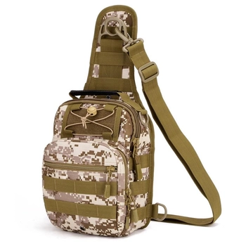 Сумка рюкзак тактична військова через плече Protector Plus X202 система Molle 5л desert digital камуфляж