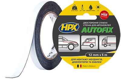 Автомобильная двусторонняя клейкая лента HPX Autofix 12 мм x 5 м Черная (DSA1205)