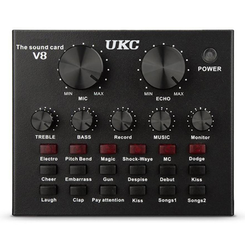 Звуковая карта UKC V8 внешняя c Bluetooth и встроенными пресетами Black (7635)