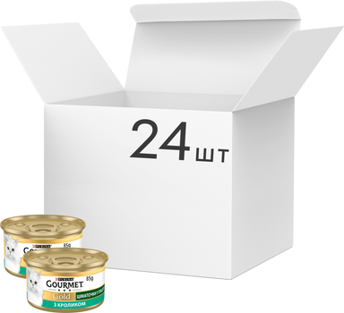 Упаковка влажного корма для кошек Purina Gourmet Gold Кусочки в паштете с кроликом 24 шт по 85 г (7613033706288)