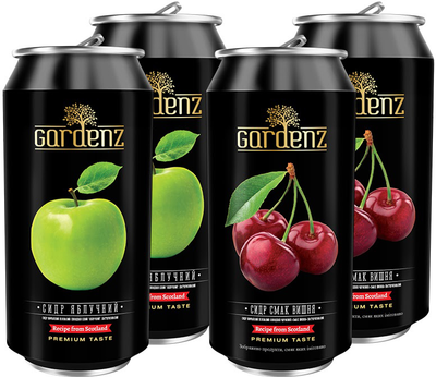 Набор сидров Gardenz Яблоко/Вишня 5.4% 0.5 л x 4 шт (00000014799)