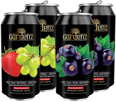 Набор сидров Gardenz Клубника-виноград/Смородина 5.4% 0.5 л x 4 шт (00000014798)