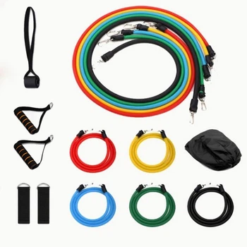 Универсальный набор трубчатых эспандеров для фитнеса Power Bands 5 штук с чехлом