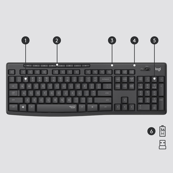 Zestaw bezprzewodowy klawiatura+mysz LOGITECH MK295 Silent Wireless Graphite (920-009800)