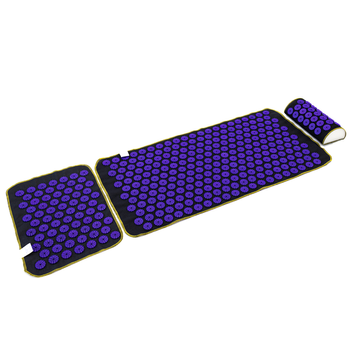 Масажний килимок Аплікатор Кузнєцова + міні килимок + валик масажер для спини/шиї/ніг OSPORT Set №2 (n-0022) Чорно-фіолетовий
