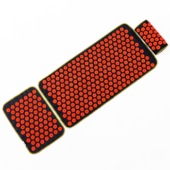 Массажный коврик Аппликатор Кузнецова + мини коврик + валик массажер для спины/шеи/ног OSPORT Set №2 (n-0022) Черно-красный