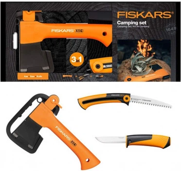 Подарочный набор Fiskars 3 в 1 (Топор X5, нож, пила) (1057912)
