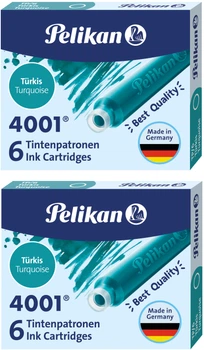 Набор чернильных картриджей Pelikan коротких 4001 2 уп по 6 шт Turquoise Бирюзовые (301705-2)