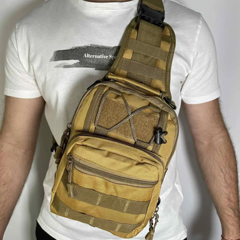 Тактическая сумка через плечо с одной лямкой Койот