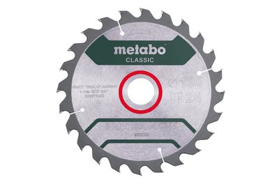 Пильный диск Metabo Precision Cut Wood Classic 190х2х30 мм Z24 WZ 15°, по дереву (Картон) 628675000 (8445)