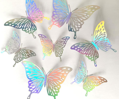 Декоративні Метелики голографічні Butterfly 3D 12 шт (KG-6613)
