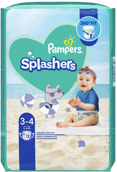 Pieluchy do pływania Pampers Splashers Rozmiar 3-4 (6-11 kg) 12 szt (8001090698346)