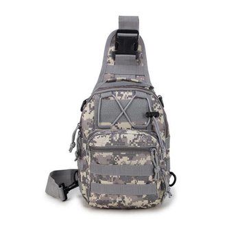 Тактична сумка-слінг Molle Tactical Sling Bag через плече нагрудна піксель сірий