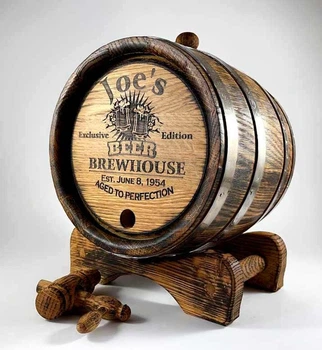 Дубова бочка Barrels «Joe's» з колотого дуба для пива обручі нержавіюча сталь 10 л