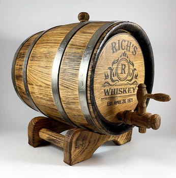 Дубовая бочка Barrels «Rich's» из колотого дуба для виски обручи нержавеющая сталь 10 л