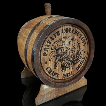 Дубовая бочка Barhan «Private Collection Eagle» из колотого дуба для виски, вина, самогона и коньяка обручи нержавеющая сталь 20 л