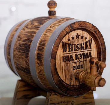 Дубовая бочка Barrels «Whiskey от кума» из колотого дуба для виски, вина, самогона и коньяка обручи нержавеющая сталь 10 л
