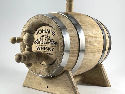 Дубовая бочка Barrels «John's Whisky» из колотого дуба для виски обручи нержавеющая сталь 2 л