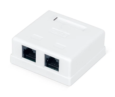 Розетка RITAR UTP 8P8C RJ45 2 порт Cat-6, накладная белая Q300