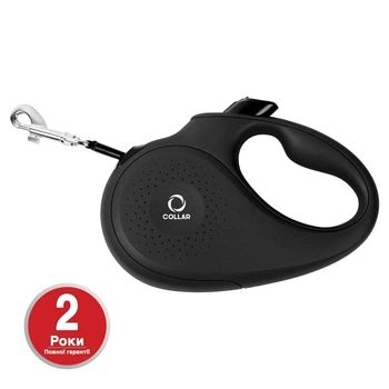 Поводок-рулетка COLLAR для собак до 12 кг, размер XS, 3 метра, Черный (81231)