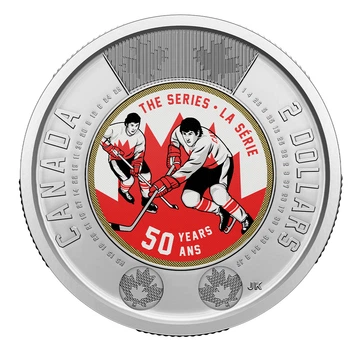 Памятная цветная монета Канады «50 лет суперсерии Canada-USSR» 2 доллара, 2022 г