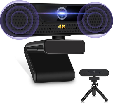 Веб-камера VIZOLINK 4K UHD із мікрофоном на штативі, автофокусом, захистом даних, Plug & Play, полем огляду 85°.