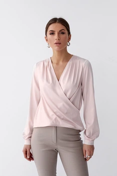 Жіноча блуза вільного крою на запах Artmon 42 Пудровий (art-1132model4630)