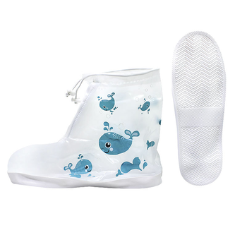 Дитячі гумові бахіли Lesko на взуття від дощу Кіт Blue 17.5 см захист від промокання для дітей