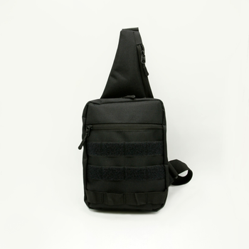 Тактическая сумка-слинг с кобурой на липучке плечевая однолямочная, чорна через плечо, нагрудная сумка-кобура