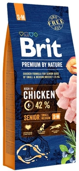 Сухий корм Brit Premium Senior S+M для літніх собак дрібних і середніх порід зі смаком курки 8 кг (8595602526406)