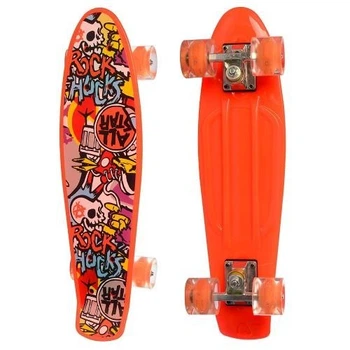 Пенни борд Penny Board ПУ колёса свет Скейт Оранжевый