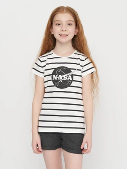 Детский летний комплект (футболка + шорты) для девочки Disney NASA 52 12 133 110-116 см Белый/Серый (5901854877655)