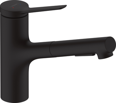 Змішувач-кран кухонний HANSGROHE Zesis матовий чорний 74800670 з висувним виливом 2 режими