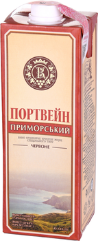 Вино Котовський винзавод Портвейн Приморський червоне напівсолодке 1 л 17% (4820016631847)